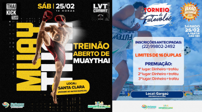 Verão da Família: eventos esportivos neste sábado (25) em Santa Clara e Gargaú