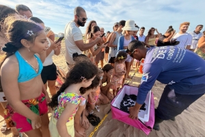 Soltura de tartarugas encanta moradores e turistas em Santa Clara