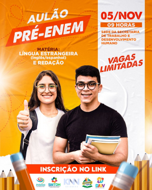 Inscrições abertas para Aulão Pré-Enem gratuito que será realizado no próximo dia 5